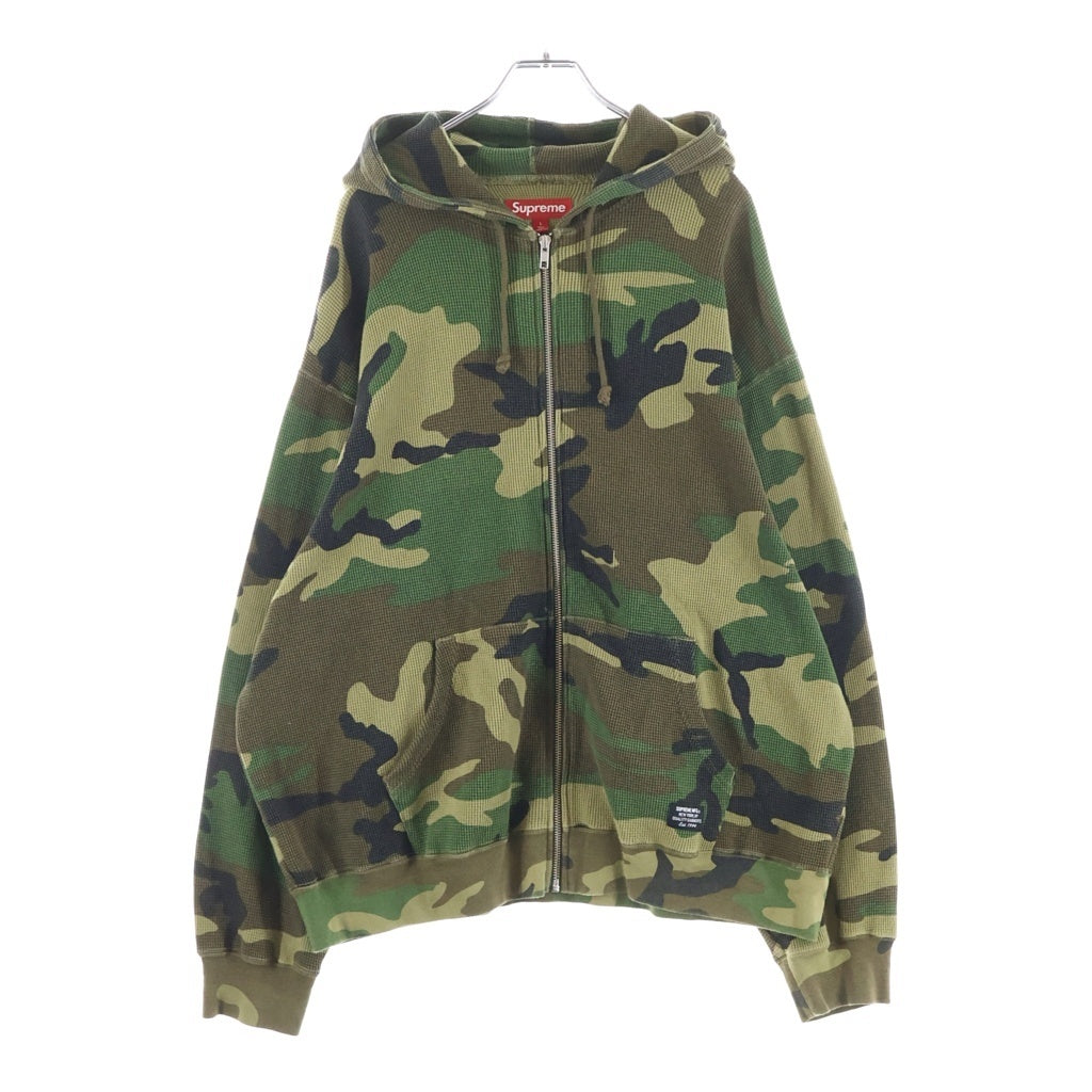 SUPREME(シュプリーム) 24SS Hooded Zip Up Thermal Woodland Camo ウッドランドカモ サーマルジップアップフーディー カーキ