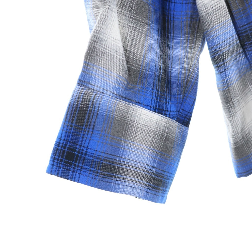 WACKO MARIA(ワコマリア) OMBRE CHECK OPEN COLLAR RAYON SHIRT L/S オンブレ チェック オープンカラー レーヨン 長袖シャツ ブルー/ブラック/ホワイト