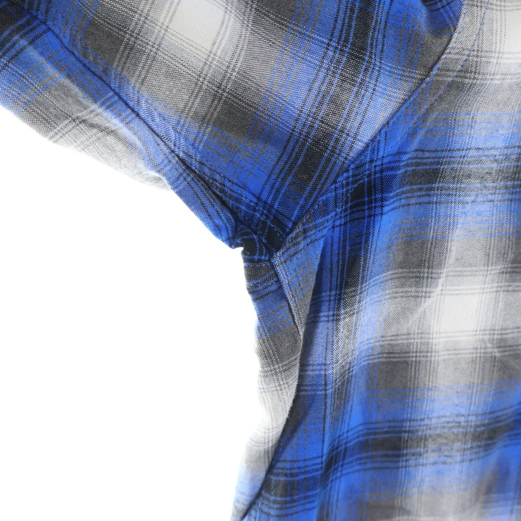 WACKO MARIA(ワコマリア) OMBRE CHECK OPEN COLLAR RAYON SHIRT L/S オンブレ チェック オープンカラー レーヨン 長袖シャツ ブルー/ブラック/ホワイト
