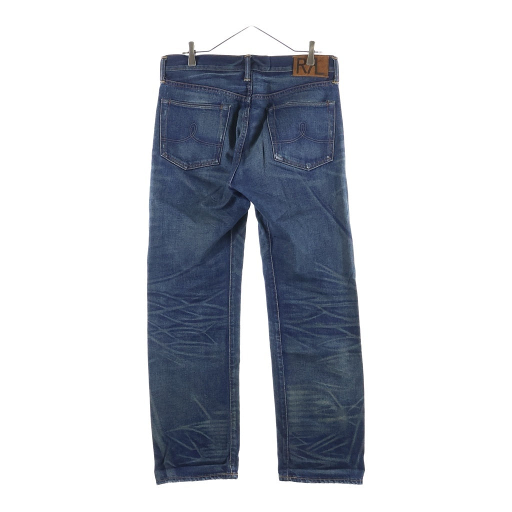 RRL(ダブルアールエル) ダメージ加工 隠しリベット Vステッチ デニムパンツ インディゴ 782914791001