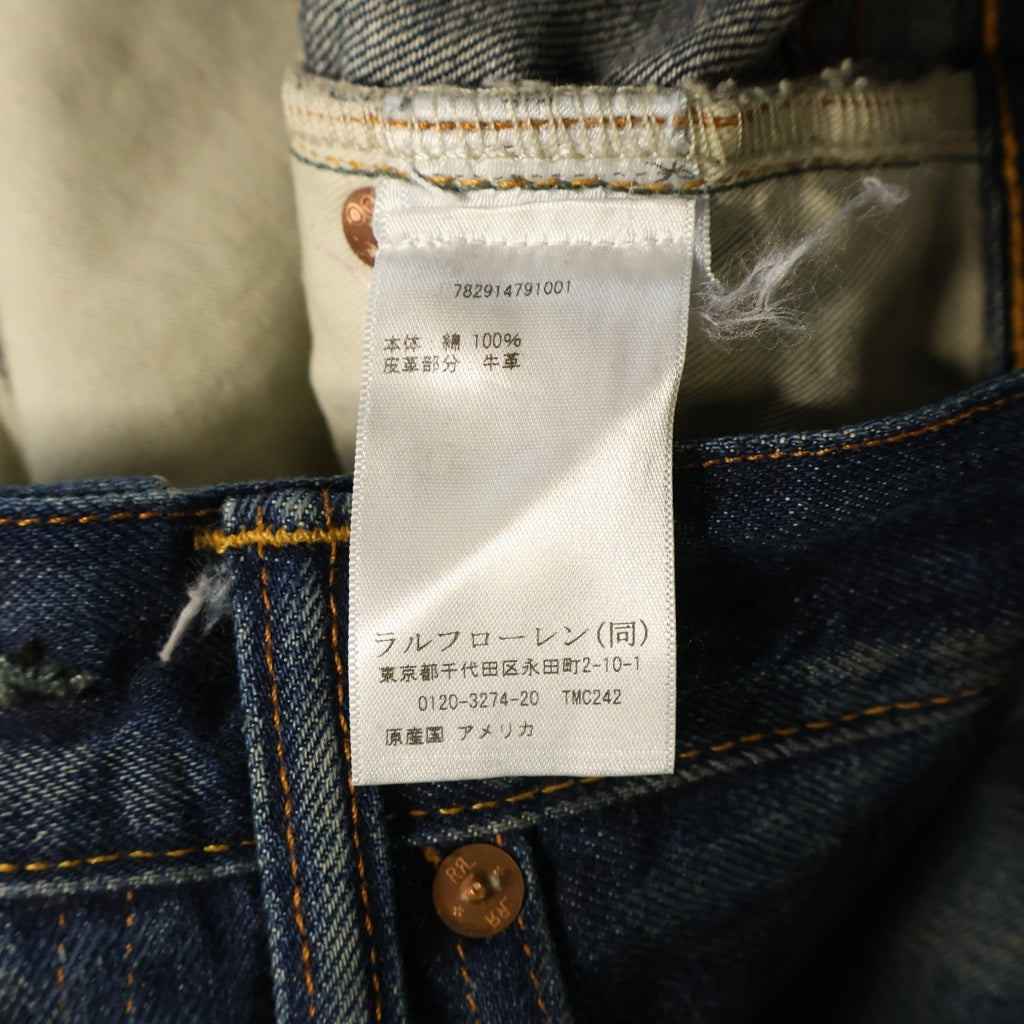 RRL(ダブルアールエル) ダメージ加工 隠しリベット Vステッチ デニムパンツ インディゴ 782914791001