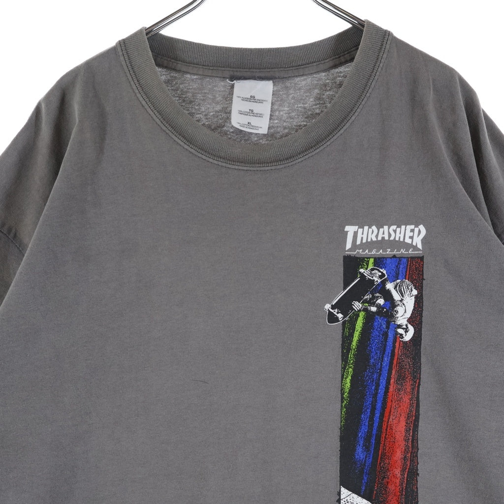 THRASHER(スラッシャー) 00S SKATE FRONT PRINT TEE フロント プリント スケート 半袖Tシャツ カットソー グレー