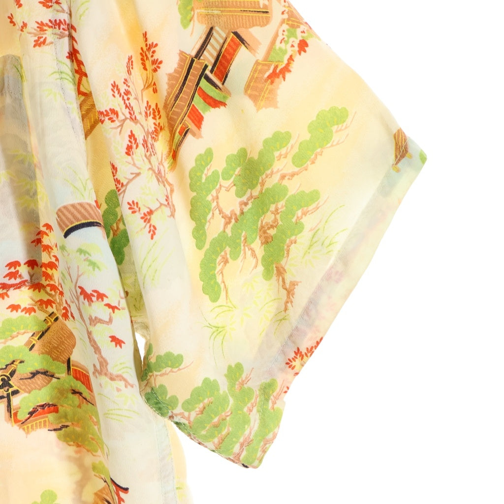 VINTAGE(ヴィンテージ) 50S OPEN COLLAR JAPANESE PATTERN HAWAIIAN S/S SHIRT 和柄 オープンカラー ハワイアン 半袖シャツ 総柄 ベージュ/グリーン/レッド