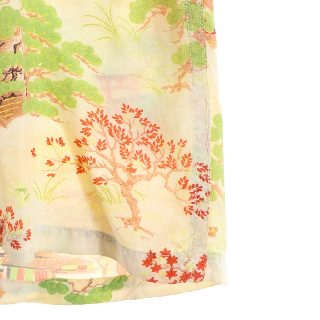 VINTAGE(ヴィンテージ) 50S OPEN COLLAR JAPANESE PATTERN HAWAIIAN S/S SHIRT 和柄 オープンカラー ハワイアン 半袖シャツ 総柄 ベージュ/グリーン/レッド
