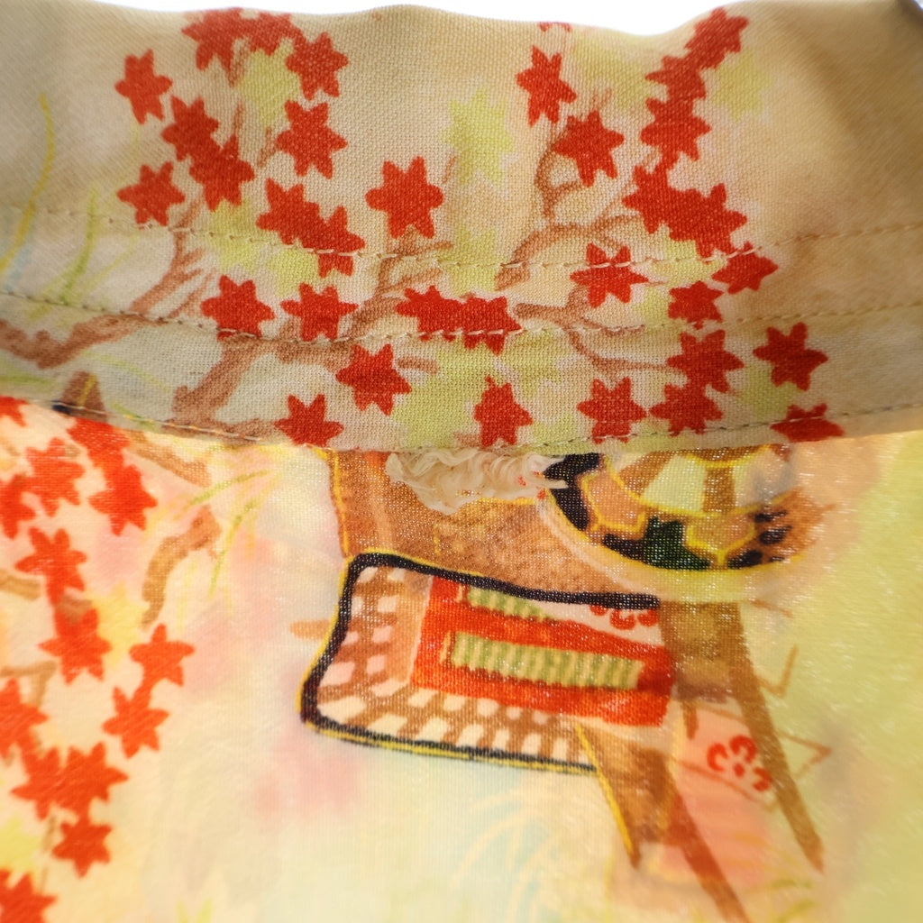 VINTAGE(ヴィンテージ) 50S OPEN COLLAR JAPANESE PATTERN HAWAIIAN S/S SHIRT 和柄 オープンカラー ハワイアン 半袖シャツ 総柄 ベージュ/グリーン/レッド