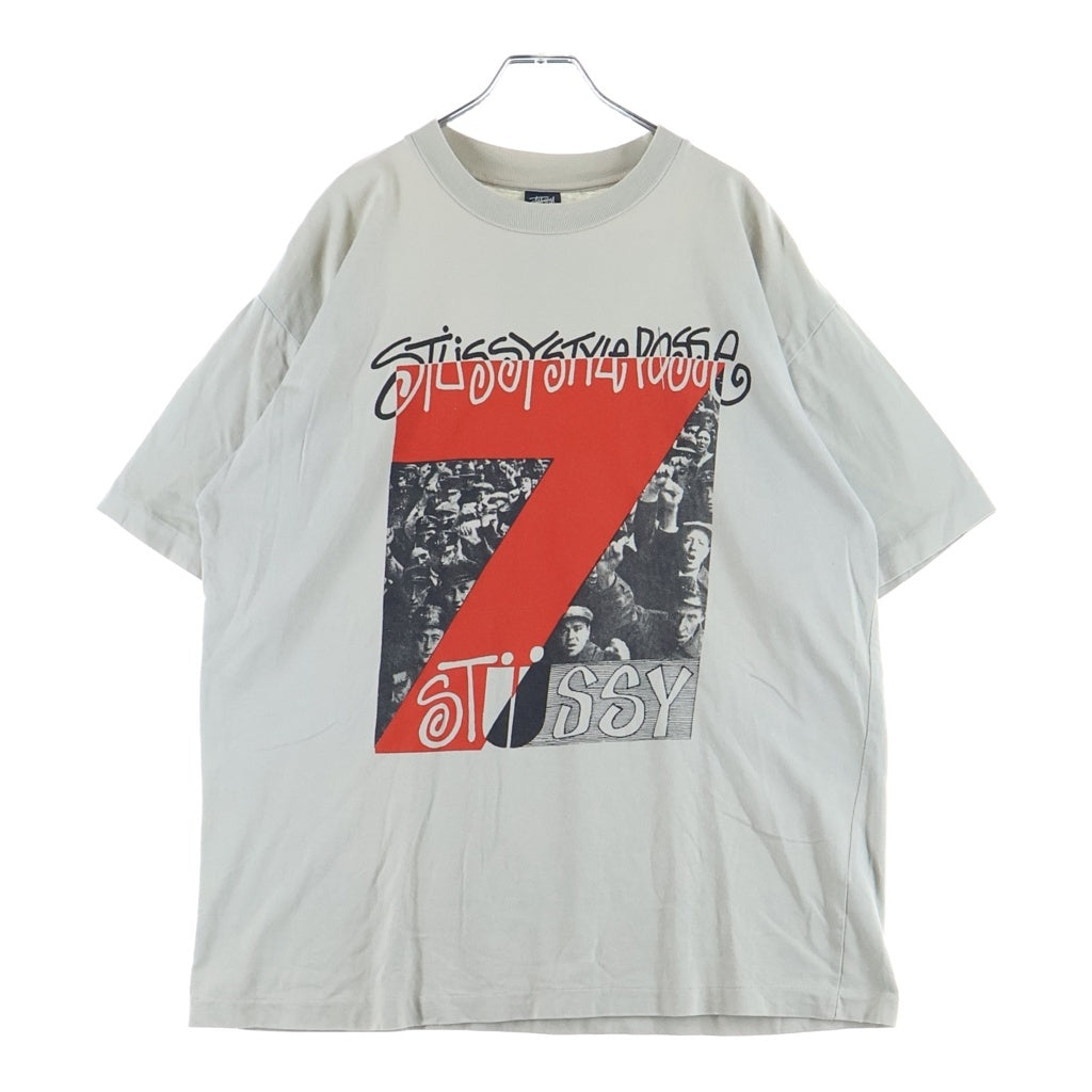 STUSSY(ステューシー) 90S OLD STYLE POSSE 7周年記念 フォトプリント ピクチャー7 半袖Tシャツ カットソー ベージュ