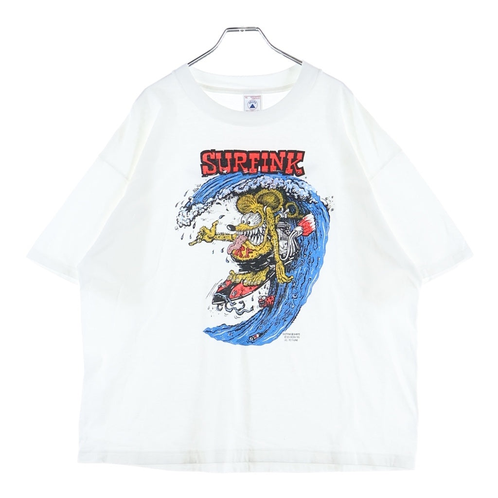 VINTAGE(ヴィンテージ) RATFINK (ラットフィンク) SURFINK 両面プリント 半袖Tシャツ カットソー ホワイト