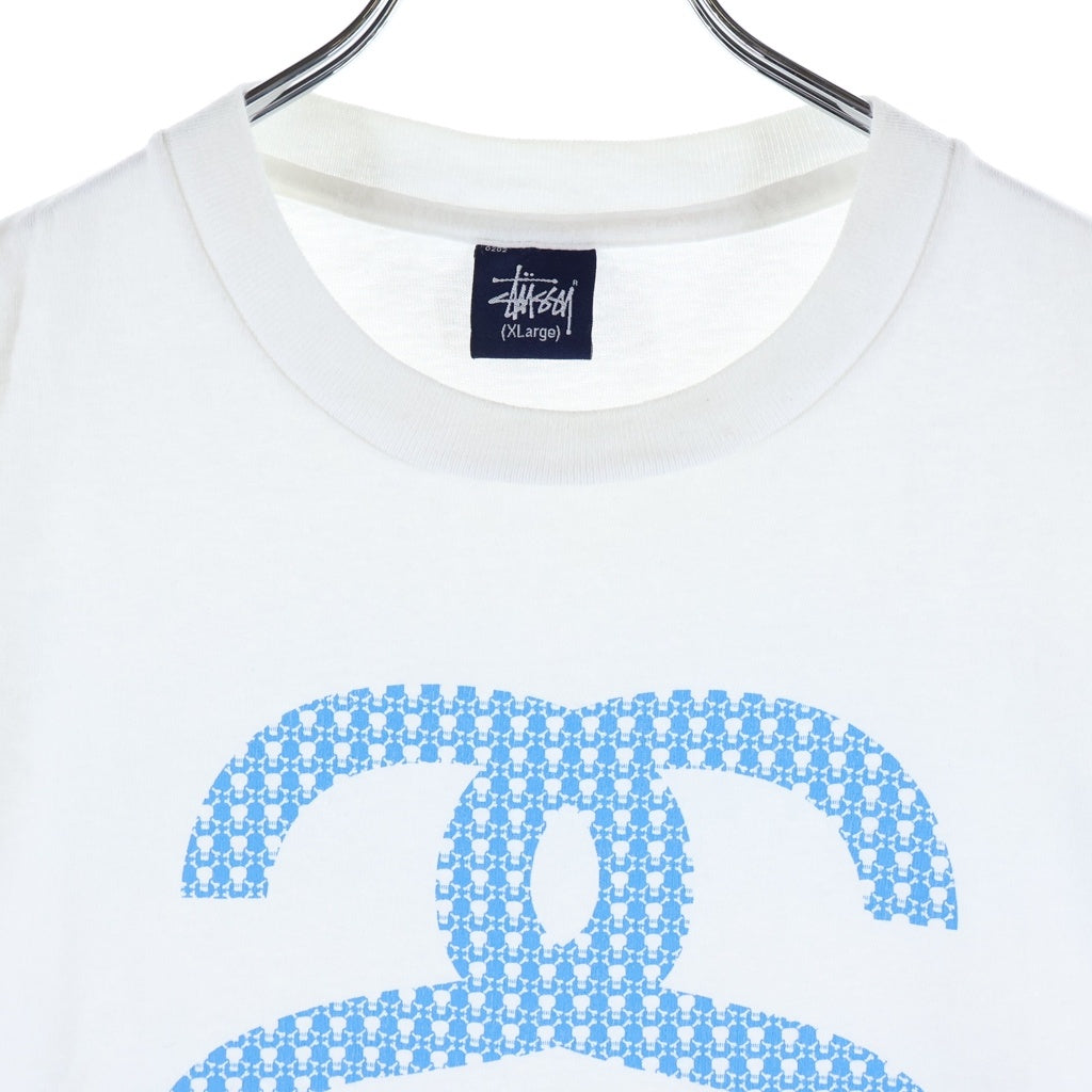 STUSSY(ステューシー) 90S OLD SKULL MONOGRAM LOGO PRINT TEE オールド スカル モノグラム フロントプリント 半袖Tシャツ カットソー ホワイト