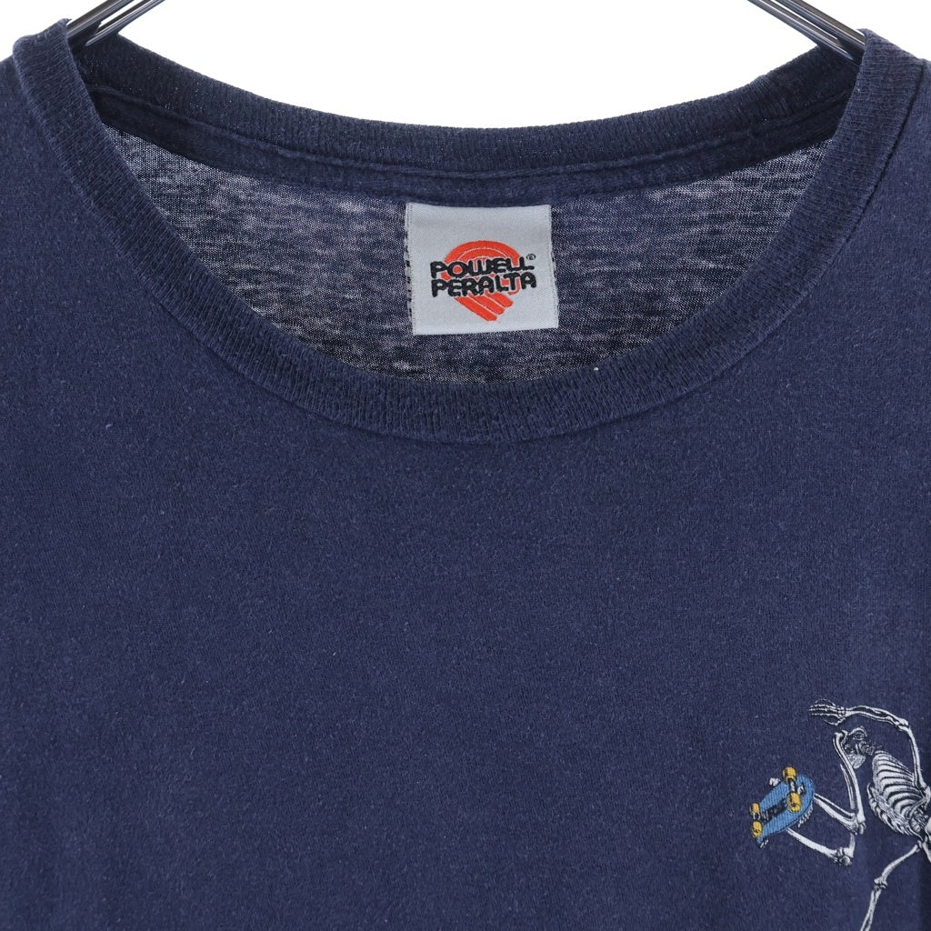 VINTAGE(ヴィンテージ) 00S POWELL PERALTA BONES SKATE SKELETON パウエル ボーンズ スケート スケルトン 半袖Tシャツ ネイビー