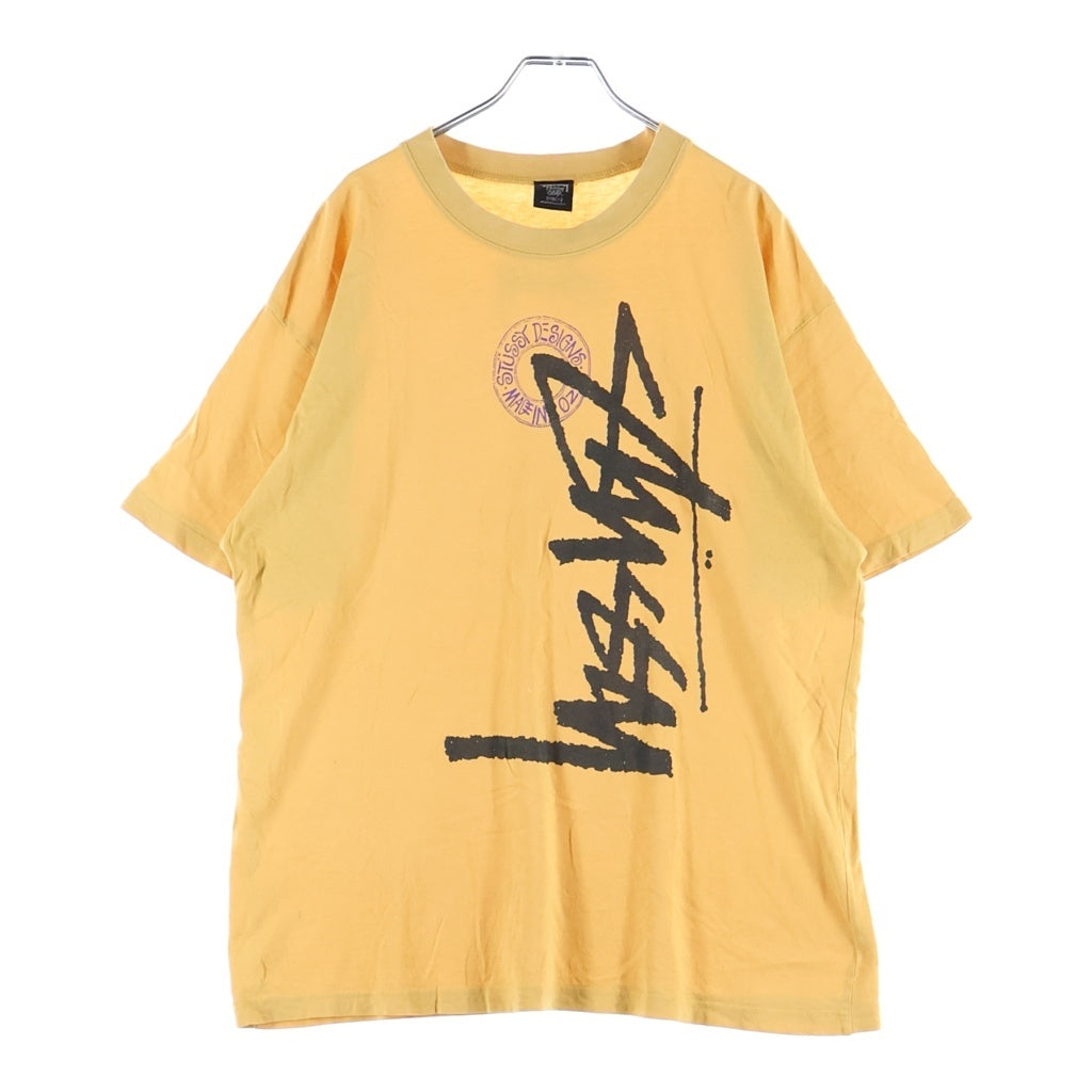 STUSSY(ステューシー) 80-90S BUANA STOCK LOGO オーストラリア製 初期 黒タグ 半袖Tシャツ カットソー イエロー