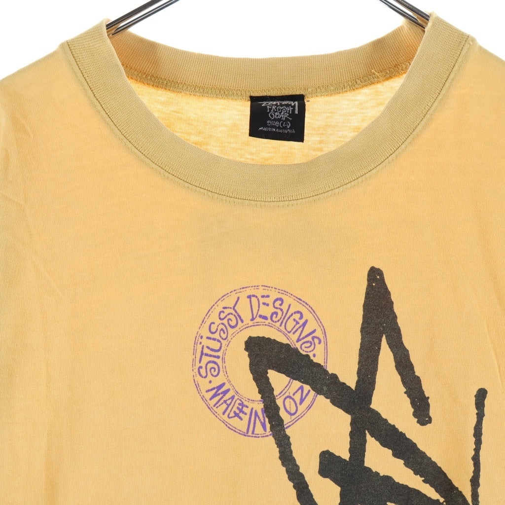 STUSSY(ステューシー) 80-90S BUANA STOCK LOGO オーストラリア製 初期 黒タグ 半袖Tシャツ カットソー イエロー