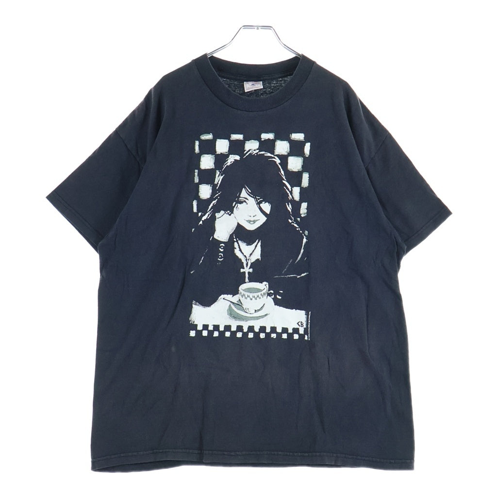 VINTAGE(ヴィンテージ) 90S SANDMAN OF THE ENDLESS DC COMICS DEATH COFFEE サンドマン デス & コーヒー フロントプリント 半袖Tシャツ カットソー ブラック XLサイズ