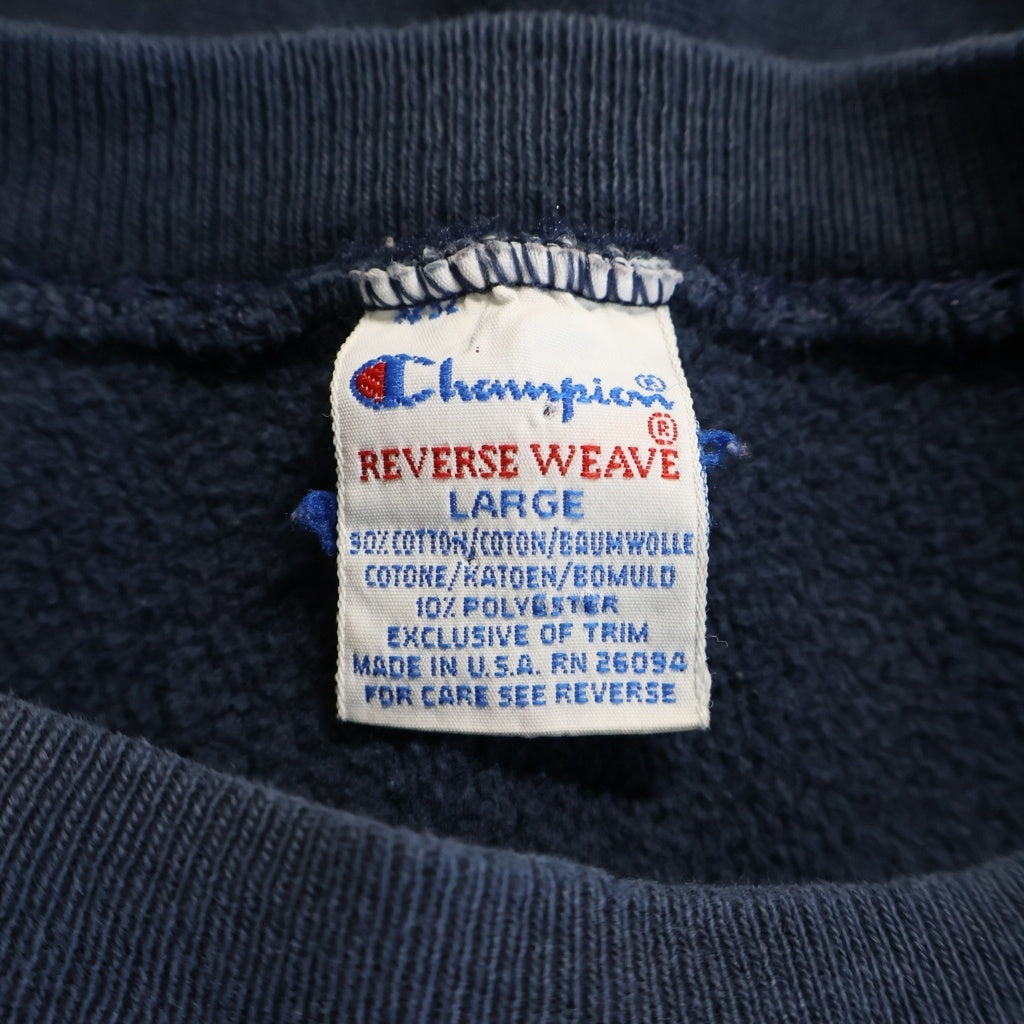 CHAMPION(チャンピオン) REVERSE WEAVE NOTRE DAME FOOTBALL リバースウィーブ 刺繍タグ フロントプリント クルーネック長袖スウェットトレーナー