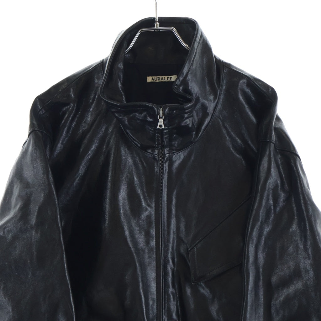 AURALEE(オーラリー) 25AW LAMB LEATHER ZIP BLOUSON ラムレザー ジップ ブルゾン ブラック A25AB01WX