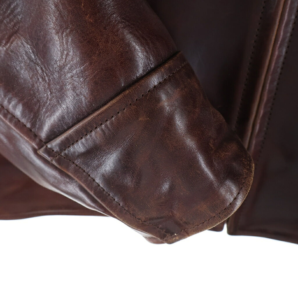 AERO LEATHER(エアロレザー) Half-belt leather jacket ハーフベルテッド レザー ジャケット バーガンディ