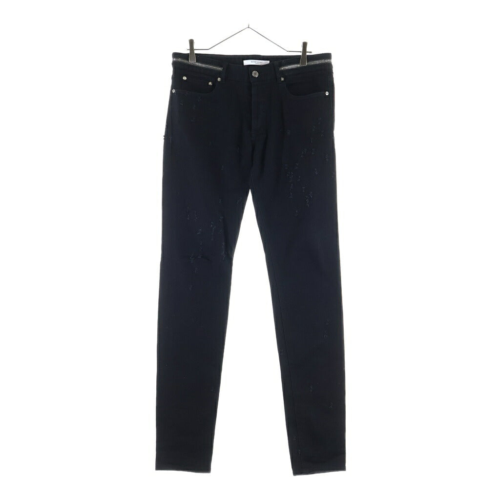 GIVENCHY(ジバンシィ) DAMAGED ZIP SLIM SKINNY PANTS チュニジア製 ダメージ加工 ジップ スリムデニムパンツ ブラック 17F 0908 466