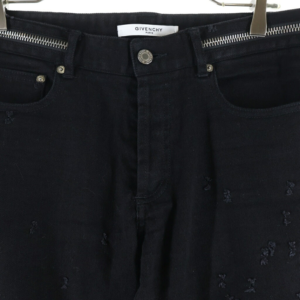 GIVENCHY(ジバンシィ) DAMAGED ZIP SLIM SKINNY PANTS チュニジア製 ダメージ加工 ジップ スリムデニムパンツ ブラック 17F 0908 466