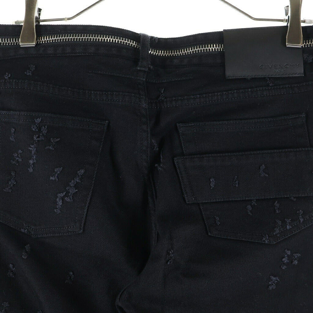 GIVENCHY(ジバンシィ) DAMAGED ZIP SLIM SKINNY PANTS チュニジア製 ダメージ加工 ジップ スリムデニムパンツ ブラック 17F 0908 466