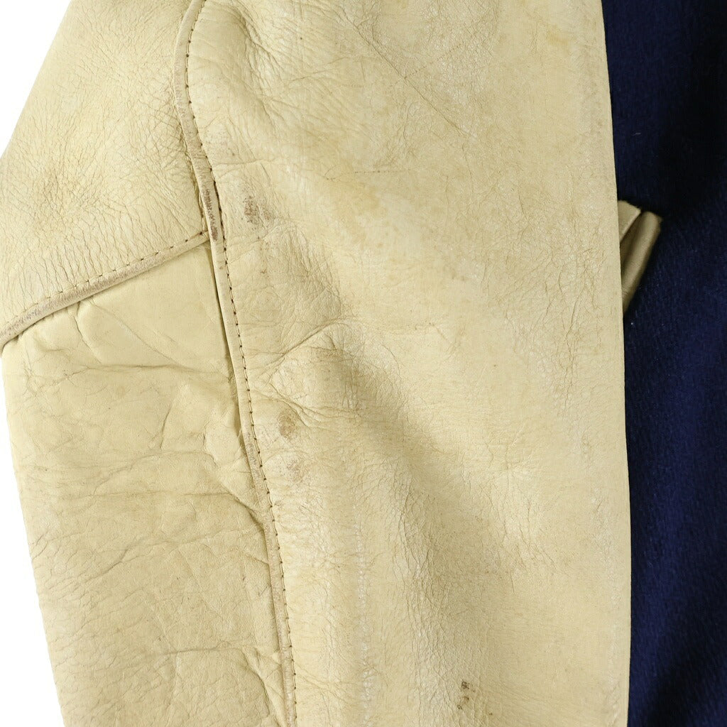 VINTAGE(ヴィンテージ) 60S W.O.W.O. MAIN AUTO SPORT SHOP WOOL LEATHER STUDIUM JACKET ウール レザー ボタスタ スタジャン スタジアムジャケット ネイビー/ホワイト