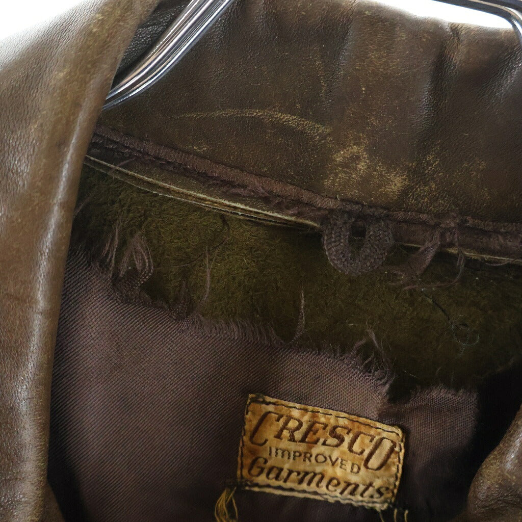 VINTAGE(ヴィンテージ) 推定30-50S CRESCO IMPROVED GARMEMTS LEATHER SPORT JACKET TALON ZIP クレスコ レザー スポーツジャケット ブラウン