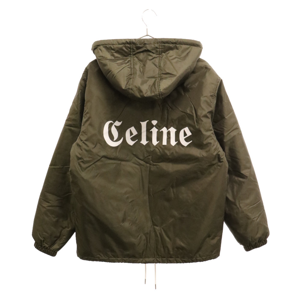 CELINE(セリーヌ) 22AW LIGHTWEIGHT NYLON COACH JACKET 2W694495M バックロゴナイロンコーチジャケット フード付き カーキ