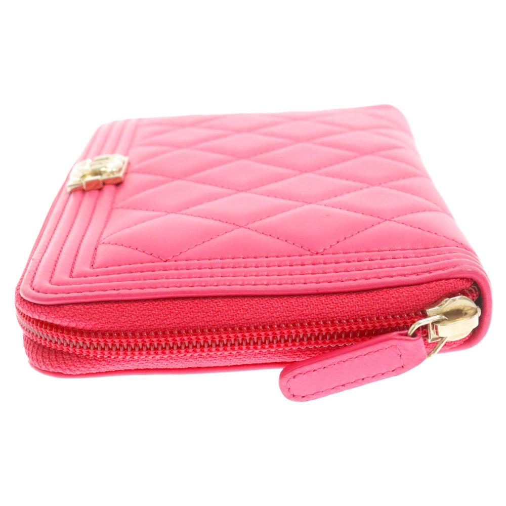 CHANEL(シャネル) ボーイシャネル ジッピーオーガナイザー ラウンドジップ ロングウォレット ピンク