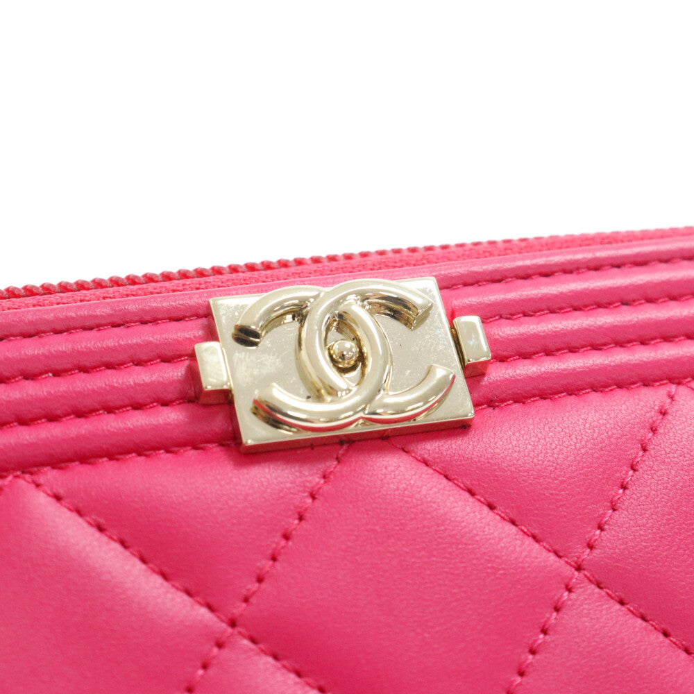 CHANEL(シャネル) ボーイシャネル ジッピーオーガナイザー ラウンドジップ ロングウォレット ピンク