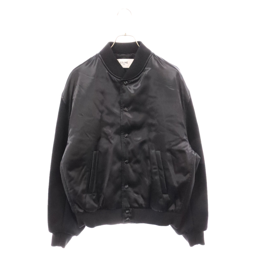 CELINE(セリーヌ) 22AW BOY DOLL TEDDY JACKET 2W750048S バックロゴテディジャケット スタジアムジャケット ブルゾン ブラック