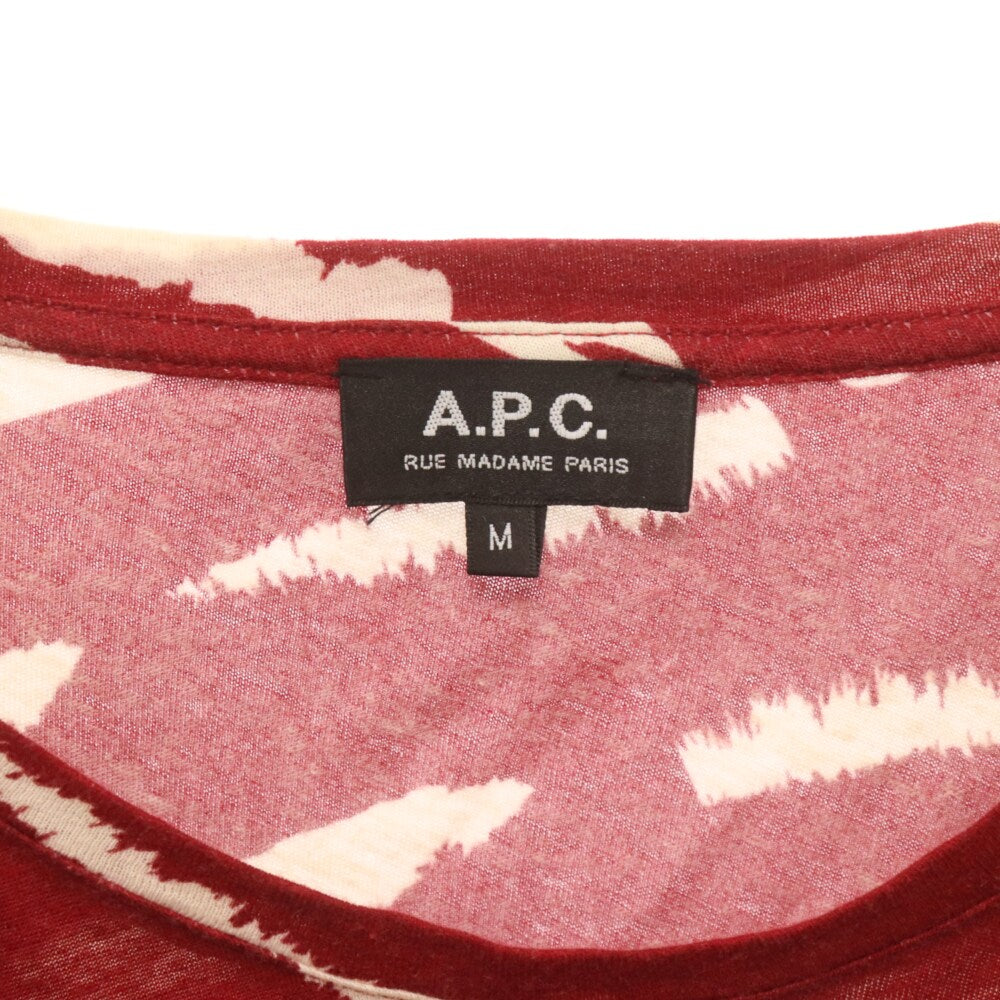 A.P.C(アーペーセー) 総柄クルーネック半袖Tシャツ 24341-93181 レッド