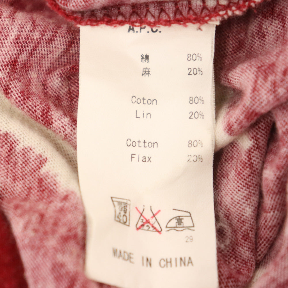 A.P.C(アーペーセー) 総柄クルーネック半袖Tシャツ 24341-93181 レッド