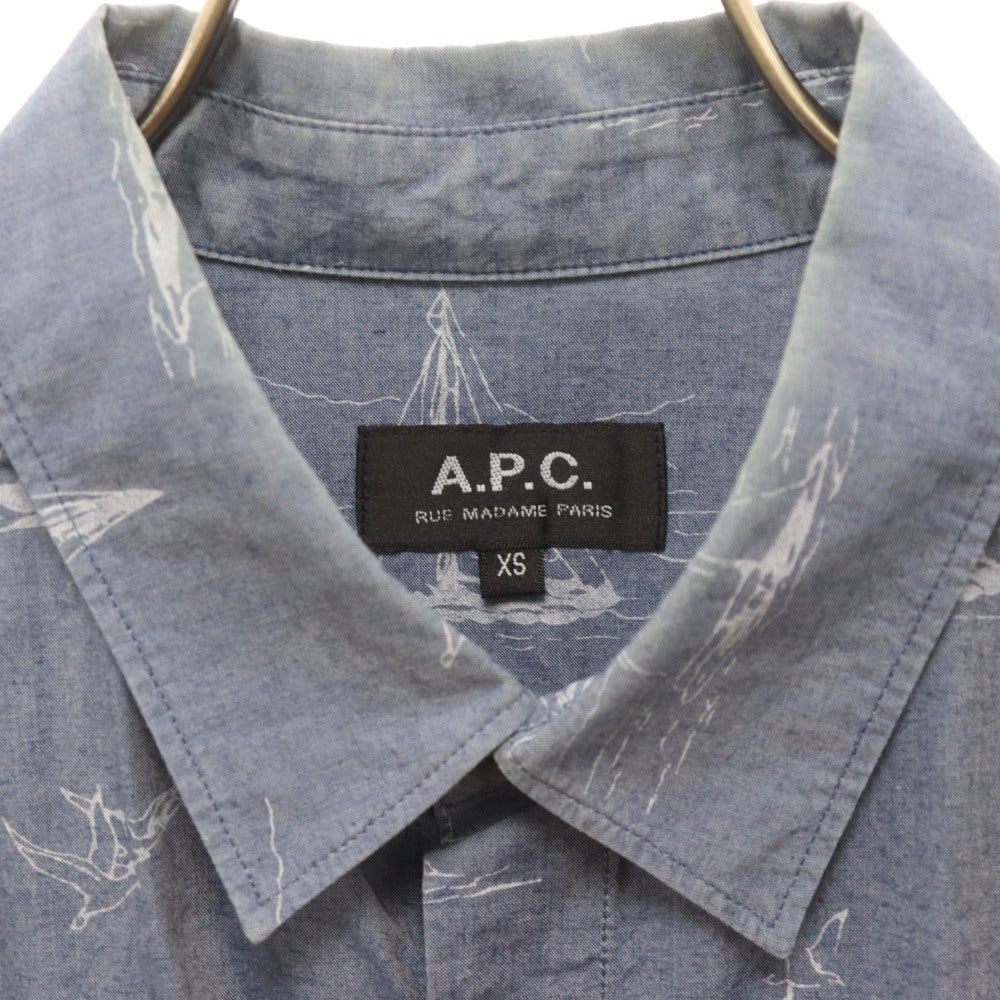A.P.C(アーペーセー) コットンプリント 半袖シャツ 24541-70011 ブルー