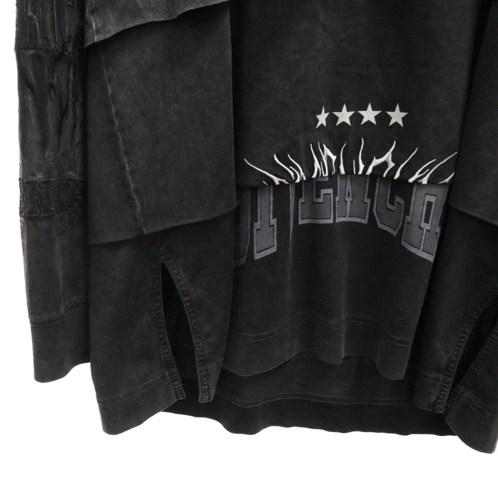GIVENCHY(ジバンシィ) 22AW Overlapped Embroidered Tee BM71FC3Y8T オーバーラップエフェクト刺繍レイヤード長袖Tシャツ カットソー ブラック