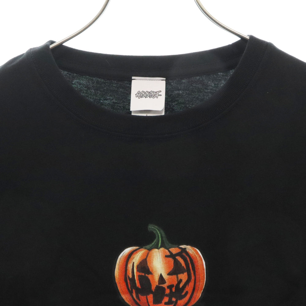 A.D.D.I.C.T(アディクト) パンプキンプリント ハロウィン 半袖Tシャツ ブラック