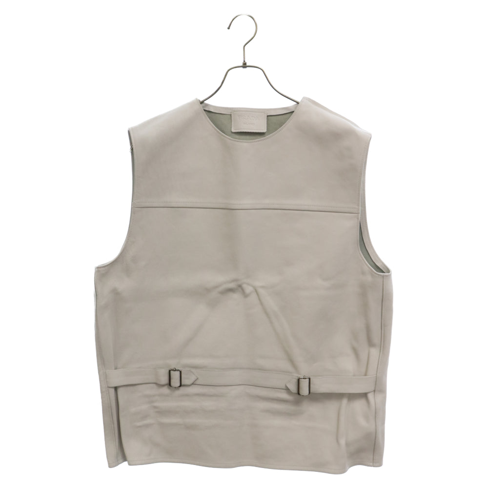 PRADA(プラダ) 23SS UPC194 S231 12NF ベルテッドレザープルオーバーベスト ホワイト