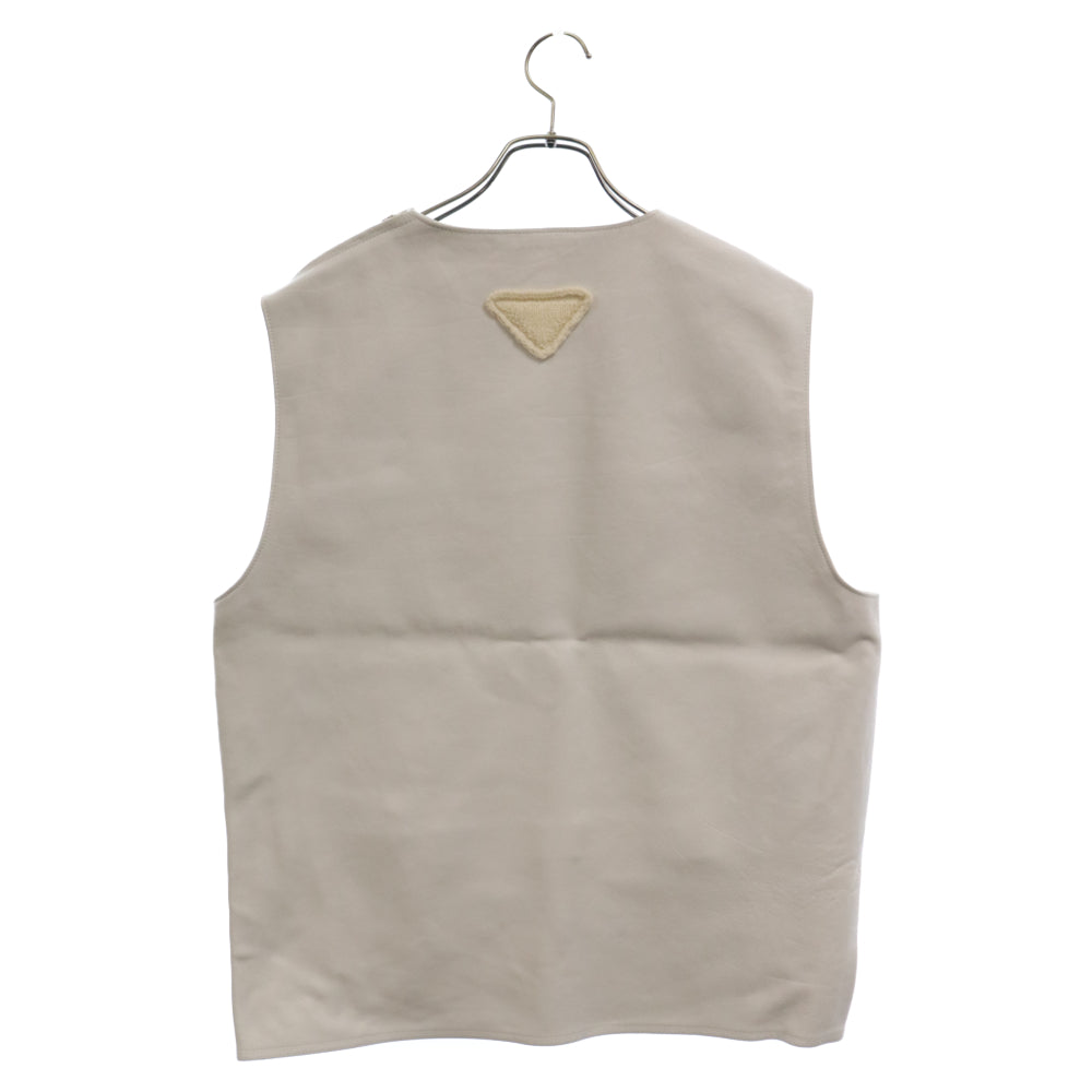 PRADA(プラダ) 23SS UPC194 S231 12NF ベルテッドレザープルオーバーベスト ホワイト
