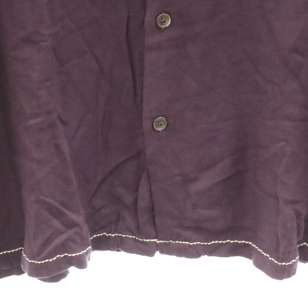 STUSSY(ステューシー) CONTRAST PICK STITCHED SHIRT エンブロイダリーロゴ 半袖シャツ パープル 72966-00