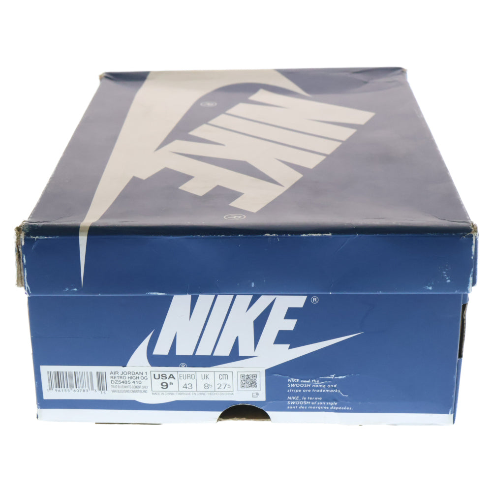 NIKE(ナイキ) AIR JORDAN 1 RETRO HIGH OG TRUE BLUE エア ジョーダン レトロ ハイ トゥルーブルー ハイカットスニーカー ブルー/グレー DZ5485-410 US9.5/27.5cm