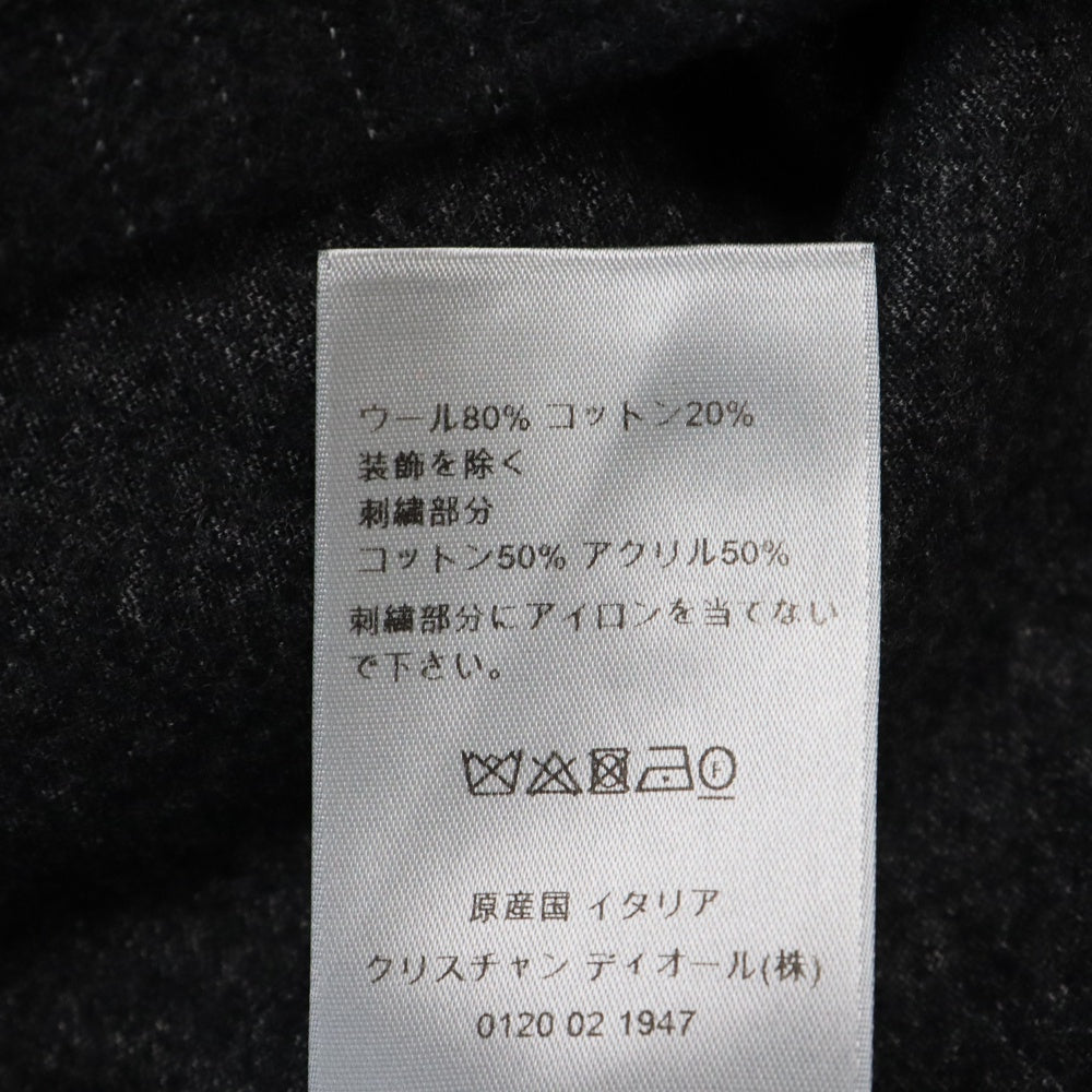 DIOR(ディオール) 22SS Embroidered Plain Weave Knit Short Sleeve T-Shirt 213J637A0739 ロゴ刺繍 ウールストライプポケットTシャツ 半袖カットソー グレー