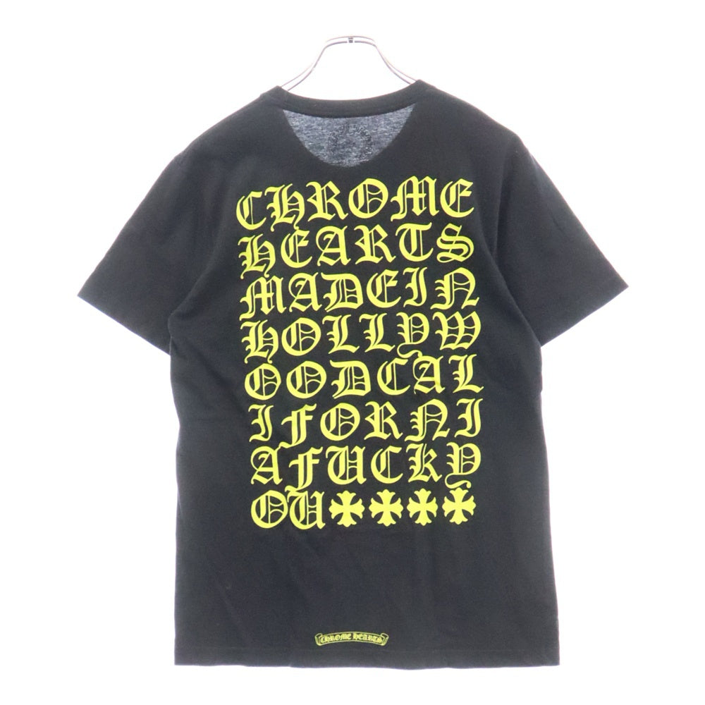 CHROME HEARTS(クロムハーツ) CH T-SHRT 1 バック英字プリント 半袖ポケットTシャツ ブラック/イエロー