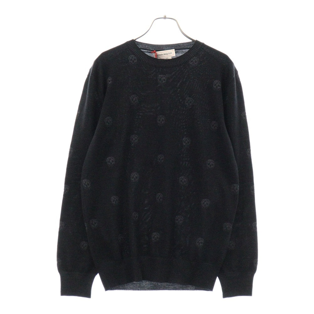 Alexander McQueen(アレキサンダーマックイーン) Embroidered Wool Sweater エンブロイ 総柄クルーネックニットセーター ブラック 603247