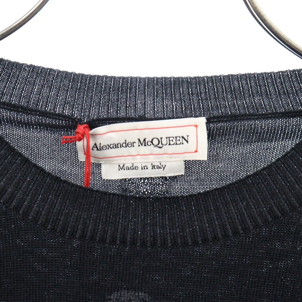 Alexander McQueen(アレキサンダーマックイーン) Embroidered Wool Sweater エンブロイ 総柄クルーネックニットセーター ブラック 603247