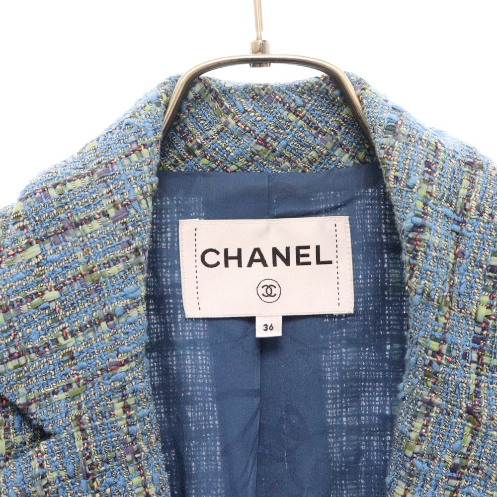 CHANEL(シャネル) 半袖 ツイードジャケット ブルー レディース P56445V40083