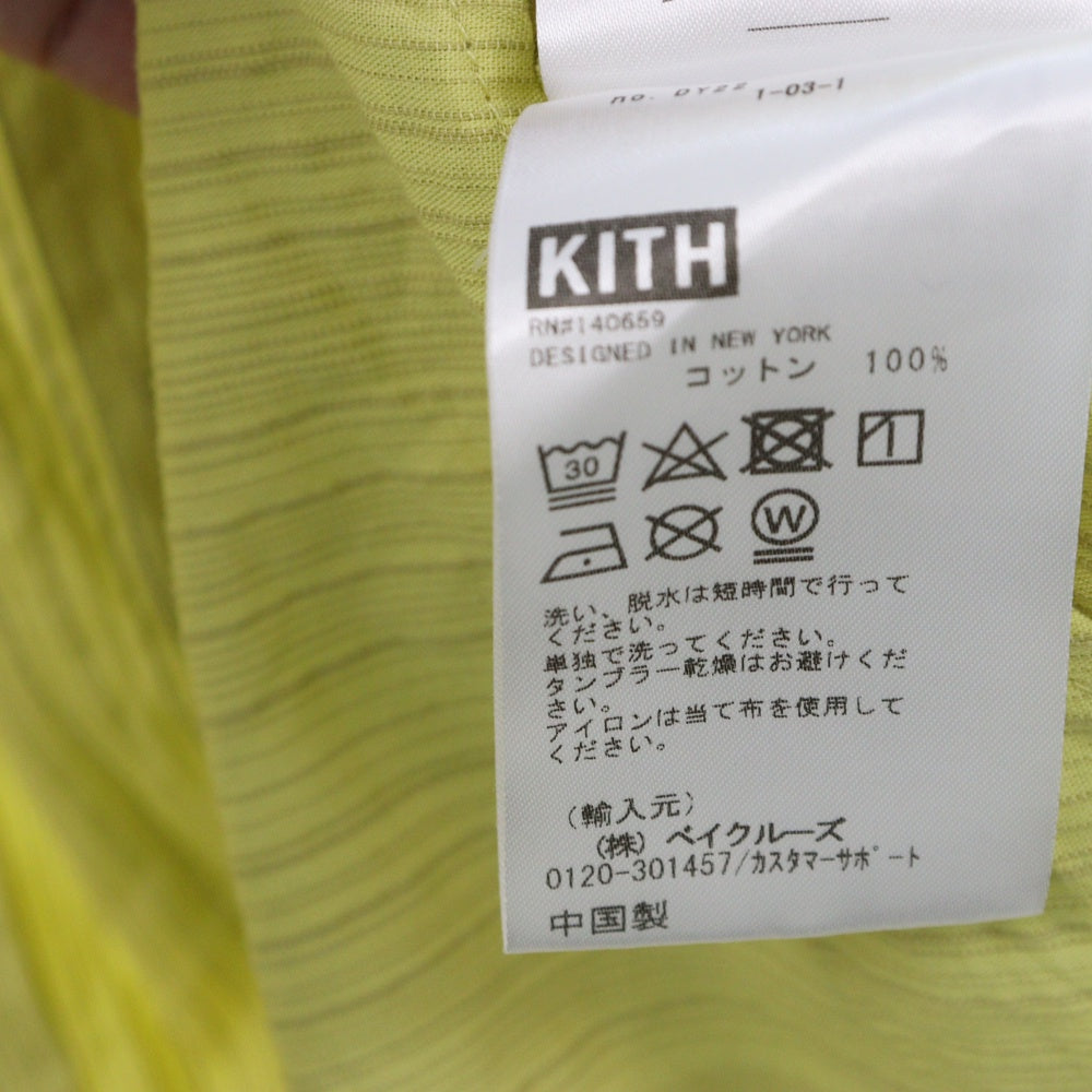 KITH(キス) ワンポイントロゴ刺繍 ストライプ長袖シャツ イエローレディース