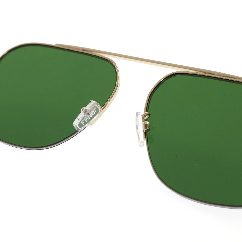 FENDI(フェンディ) Geometric Sunglasses FE40005U ズッカ柄 ミラーレンズサングラス ティアドロップアイウェア メガネ ゴールド