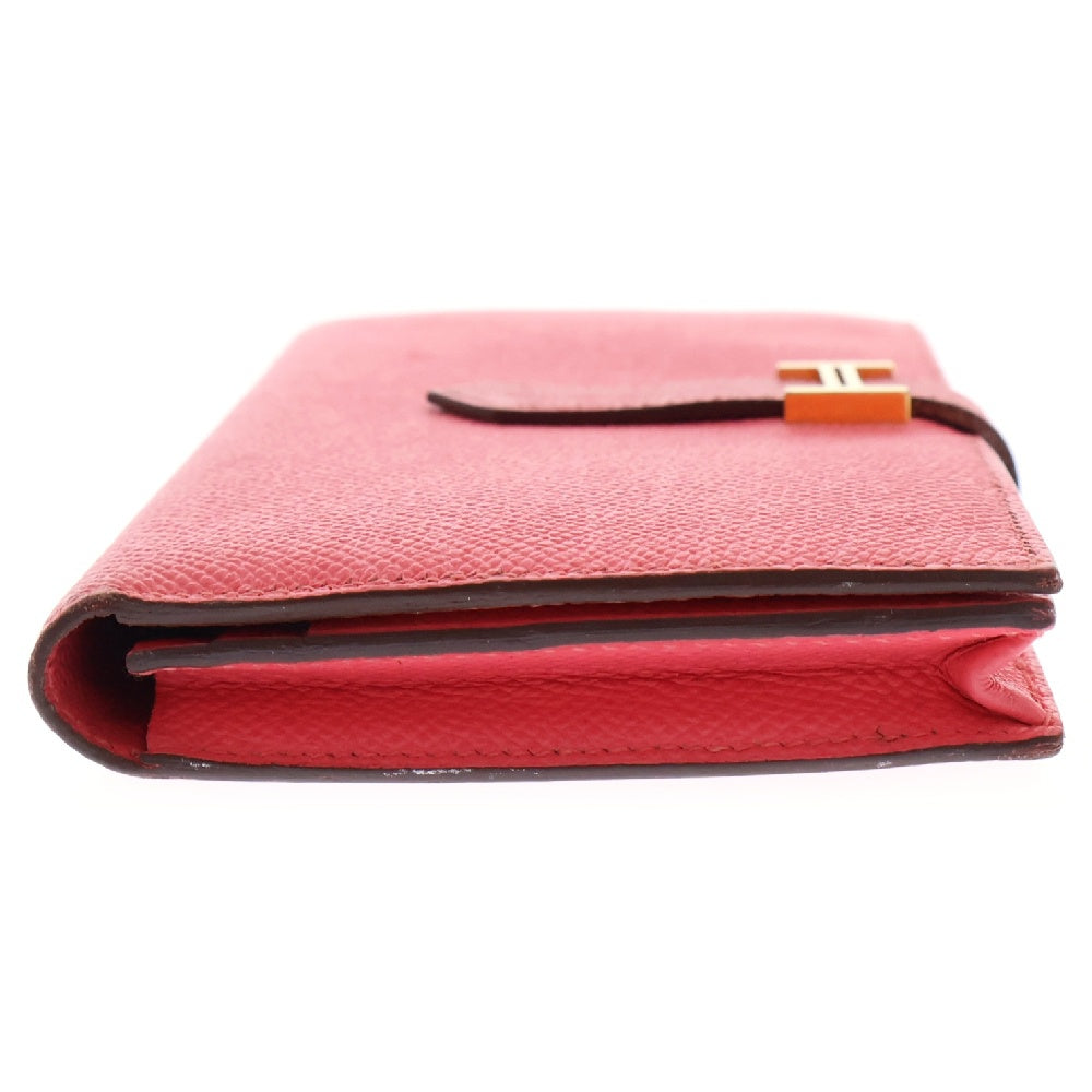 HERMES(エルメス) ベアンスフレ レザー二つ折り長財布 ゴールド金具 T刻印 ピンク