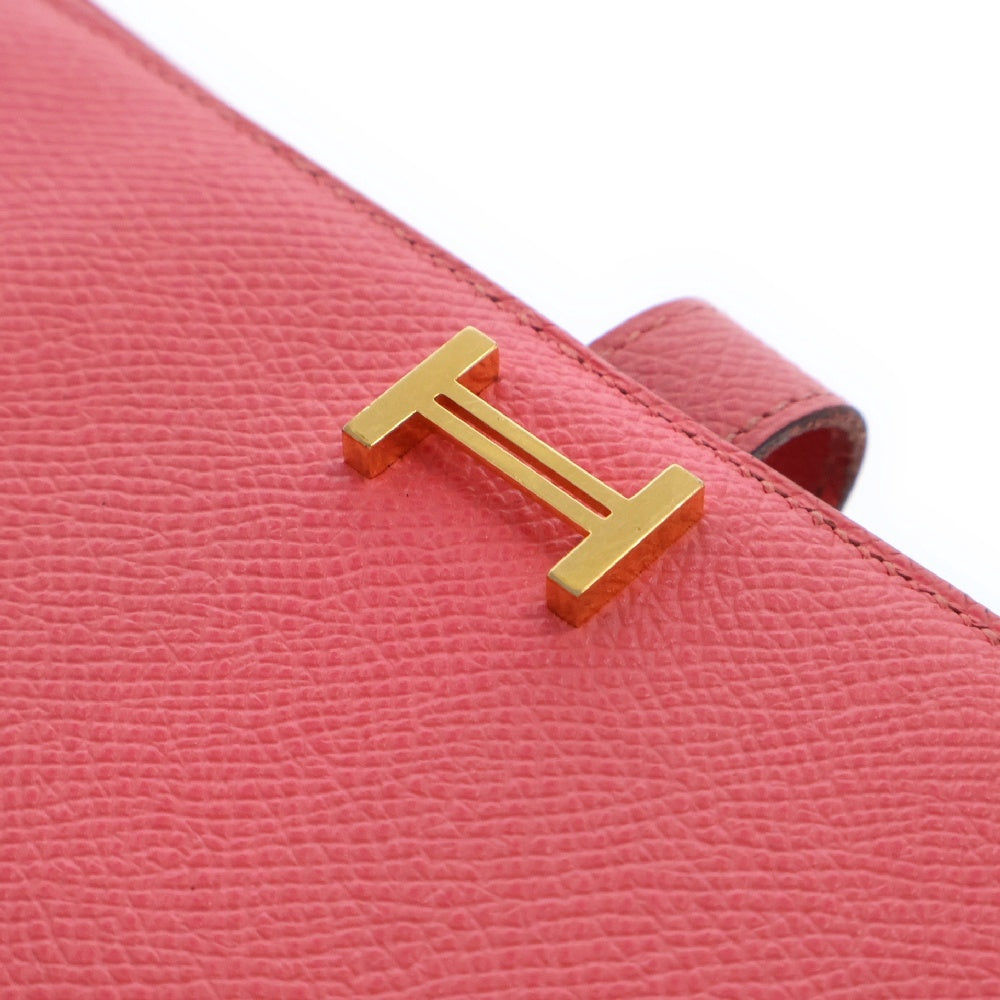 HERMES(エルメス) ベアンスフレ レザー二つ折り長財布 ゴールド金具 T刻印 ピンク