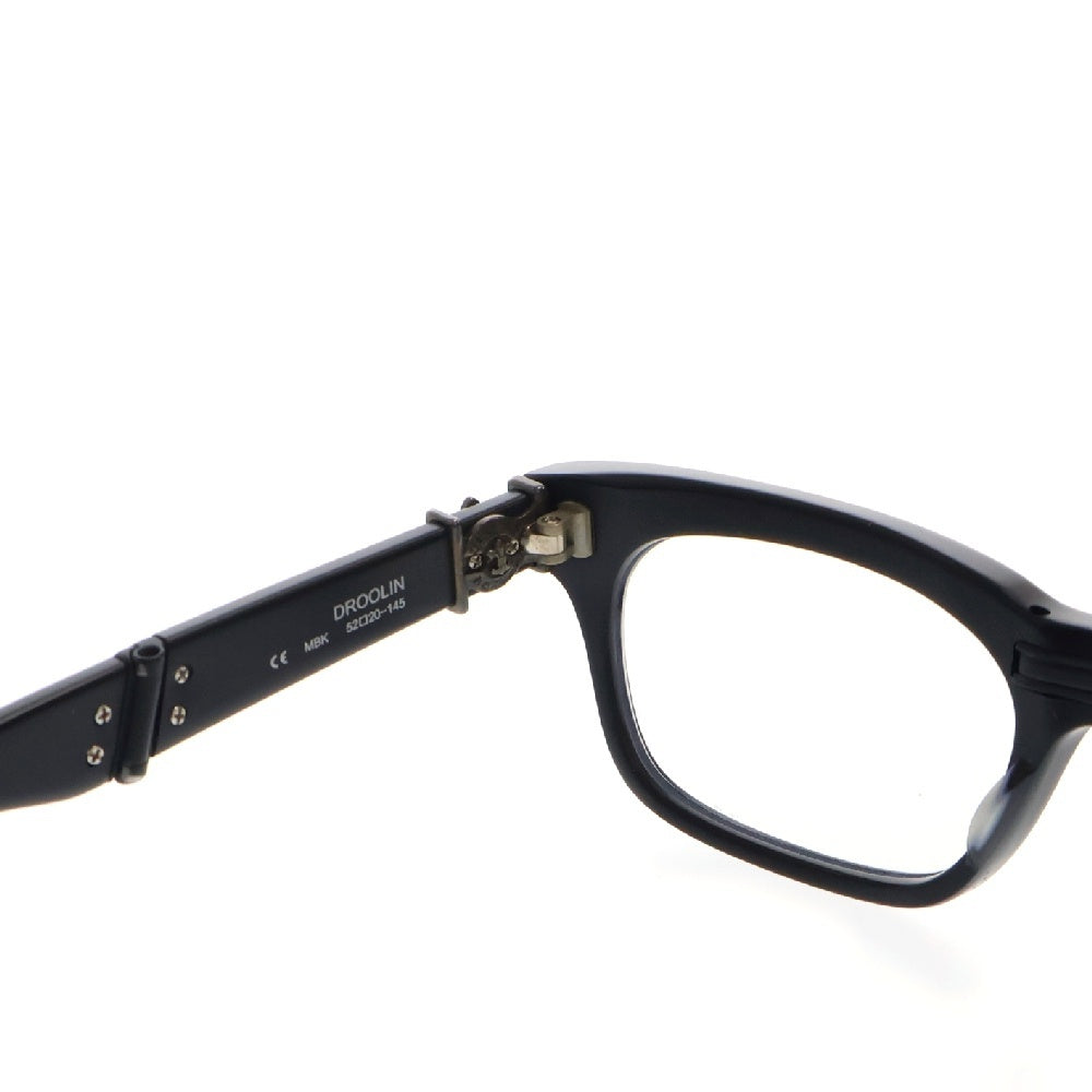 CHROME HEARTS(クロムハーツ) DROOLIN MBK サイドフレアデザイン 折りたたみ スクエアフレームアイウェア コンパクトメガネ ブラック ※度入り