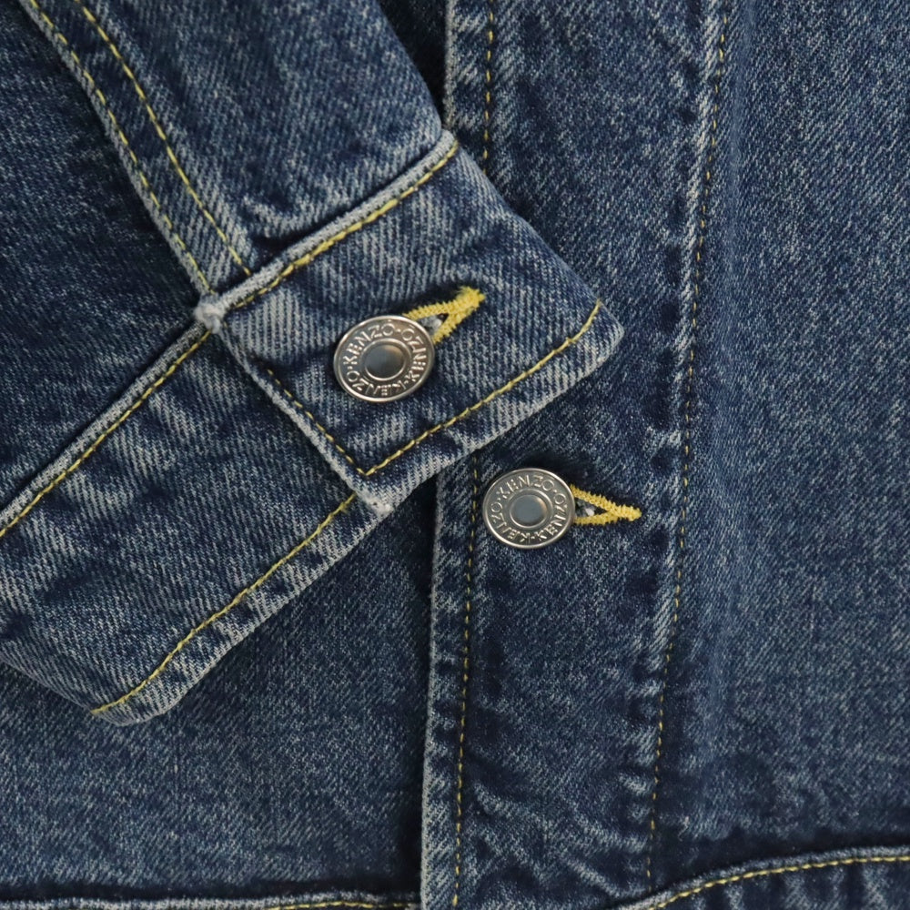 KENZO(ケンゾー) 22SS Boke Flower Embroidered Denim Trucker Jacket FC55DV301CEI バックフラワーデザイン デニムトラッカージャケット インディゴ