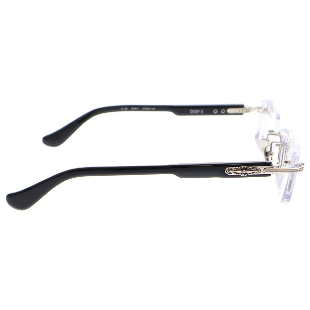 CHROME HEARTS(クロムハーツ) DEEP 2 ディープ サイドフローラルデザイン クリアレンズサングラス アイウェア 眼鏡 ブラック
