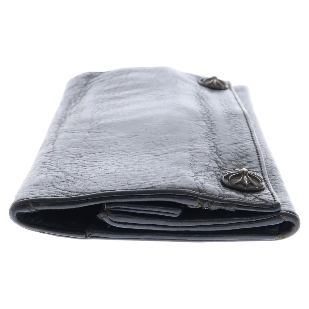 CHROME HEARTS(クロムハーツ) LONG WALLET グリーシー クロスボタンレザー ロングウォレット 長財布 ブラック